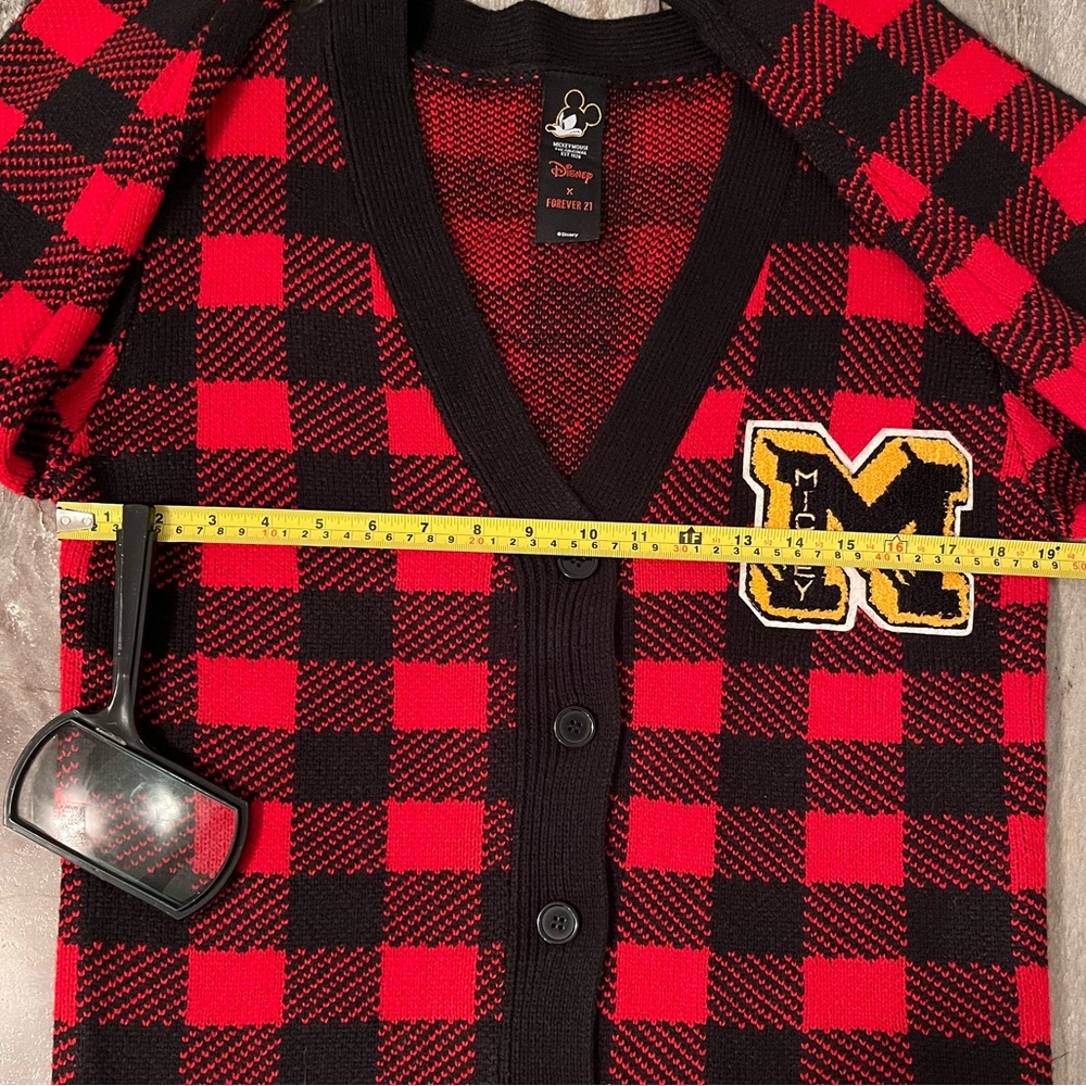 Disney x Forever 21 Mickey Mouse Checkered Cardigan Sweater - Picture 14 of 16